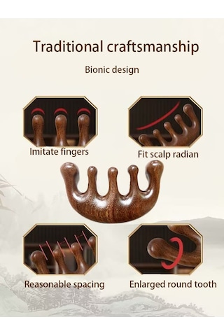 Saç Derisi, Yüz, Vücut Masajı İçin Doğal Sandal Ağacı Masaj Tarağı B Diğer