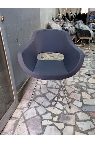 Bintaşmobilya Viva Antrasit Gri Deri Ofis Bekleme Koltuğu