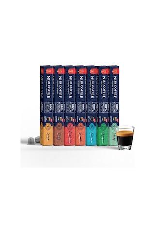 Nish Coffee Nespresso Uyumlu Kapsül Kahve 7'li Set Lungo,ıtaly,risteretto,smooth,sport,organik,decaf -70 Adet Kapsül Kahve
