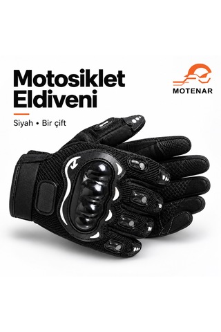 Motenar Motosiklet Eldiveni Siyah Bilek Ayarlı Bir Çift