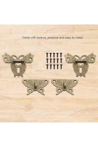 Ximistore9 Bronz Renkli Antik Zinek Alaşımlı Kutu Kilitleri 50x43mm - Ahşap Kutular İçin Dayanıklı 2 Adet Paket + Vida