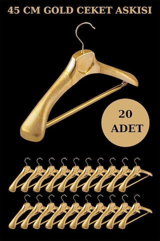 20Adet Plastik Gold Renk Yüksek Kalite Ceket Askısı Elbise Askısı Altın