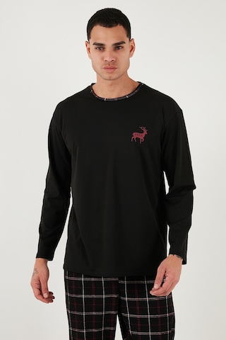 Buratti Pamuklu Regular Fit Bisiklet Yaka Ekoseli Erkek Pijama Takımı 6574001 Siyah