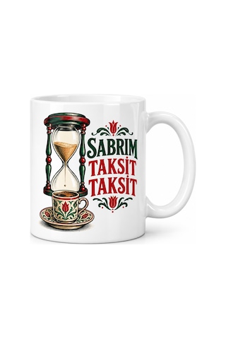 Ren.ga.renk Sabır Taksiti Tasarımlı Porselen Kupa - Model 812 Rengaren