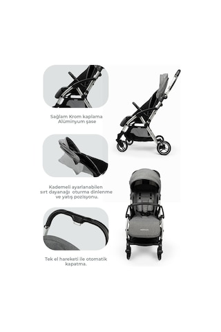 Kanz Marcus Kolay Katlanabilen Kabin Travel Sistem Bebek Arabası Heavy Grey