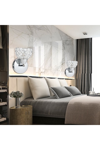 Ranyeek Gümüş Metal Kristal Duvar Lambası, E26 Yuva, 110-130v, Ev Odaları İçin, Aydınlatma Aleti Işık Kaynağı Hariç Gümüş