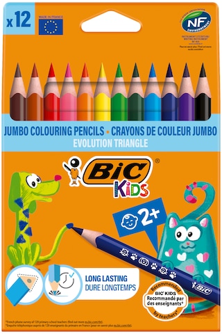 Bic Kids Evolution Üçgen Jumbo Kuru Boya Kalemi 12 Renk