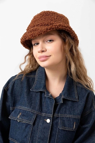 Kadın Kıvırcık Peluş Bucket Şapka Rkş-10 Kahverengi Kahverengi