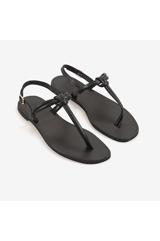 Hawen Angels Kadın 1cm Tpu Taban Deri Parmak Arası Sandalet 8920-04 siyah