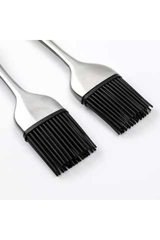 Fortunelane Large Ergonomic Stainless Steel Handle Silicone Bbq Brush - 230c Heat Resistant, Easy To Wash, For Spreading Sauce On