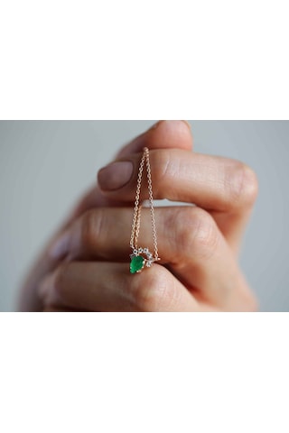 Reis Kuyumculuk T9290 Frida Emerald Altın Kolye