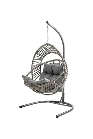 Minderli Oval Lounge Açık Kahve Rattan Bahçe Koltuğu, Rahat Dış Mekan Kullanımı