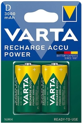 Varta 1.2 Volt - 3000 Mah Ni-mh Büyük D Boy Şarjlı Pil 2'li Paket