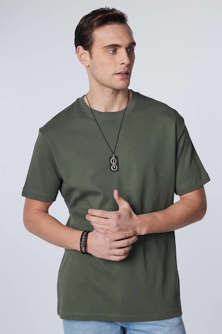 Tudors Unisex Relax Fit Rahat Kesim %100 Pamuk Yumuşak Dokulu Basic Bisiklet Yaka Haki Tişört-30850-haki Haki