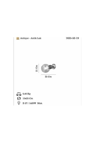 Bonne Teklı Antık Lak Aplık 1xe27 Çok Renkli