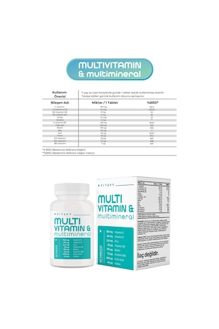 Vitavy B12 Vitamini Sprey 10 ML 75 Puff + Multivitamin & Multimineral 30 Tablet