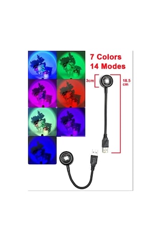 Sge Teknoloji Usb Led 7 Renk 14 Mod Projektör Lambası Fotoğraf Ve Video Çekim Işığı Dekoratif Işık