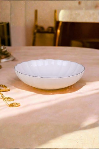 Kütahya Porselen Bone Luz Altın Yaldzlı Bowl Kase 25x6cm 2000ml 2 Li Bnlzf25ks00 Çok Renkli