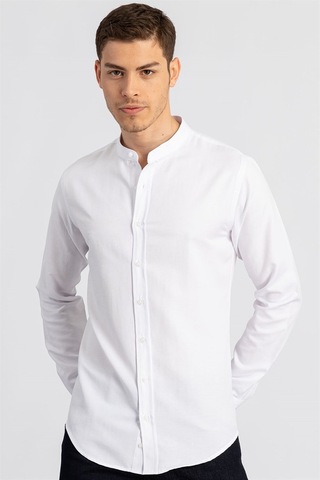 Tudors Slim Fit Dar Kesim Hakim Yaka Erkek Gömlek-17439 Beyaz