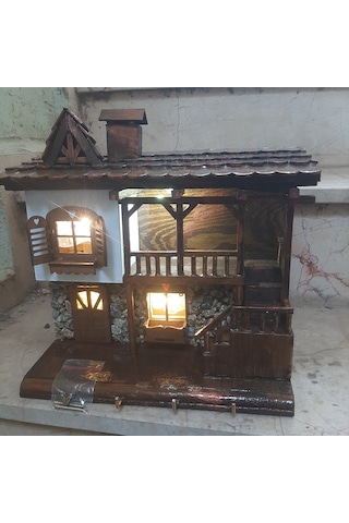 Ahşap Dekoratif El İşçiliği Çakırağa Konak Modeli Askılı Anahtarlık