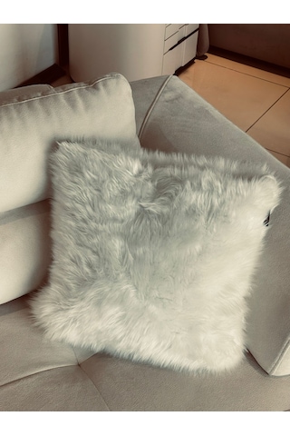 Yumuşak Peluş Kırlent Dekoratif, Konforlu & Modern Ev Aksesuarı Kolay Temizlenir Beyaz