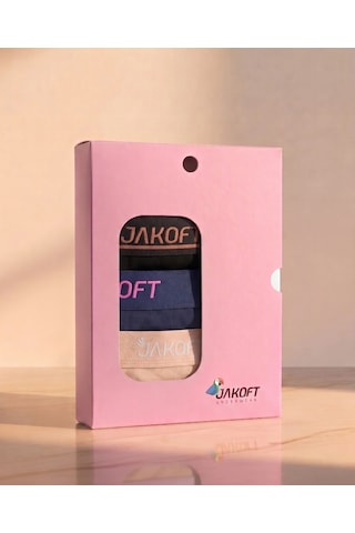 Jakoft Classic Pamuklu Kadın Boxer 3'lü Paket Ten - Lacivert - Siyah