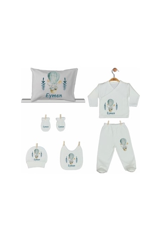 Pia Baby Gl 2013 İsme Özel Balonlu Yastık Zıbın Set Erkek Çok Renkli