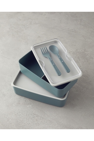 English Home Mezaluna Plastik 2 Katlı Lunch Box 720 Ml +720 Ml Yeşil Yeşil