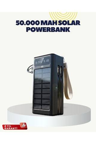 Northcity Led Aydınlatmalı Güneş Panelli Powerbank - Seyahat Ve Kamp İçin Çift İşlevli Şarj Cihazı