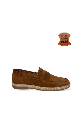 Erkek Hakiki Süet Deri Espadril Ayakkabı Taba-taba Taba