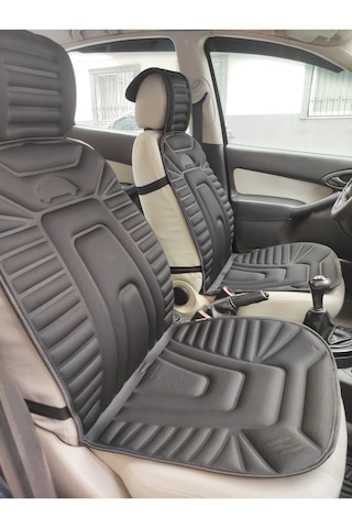 2,li Oto Koltuk Kılıfı Minder Alkantra Kumaş Siyah Renk Kabartmalı