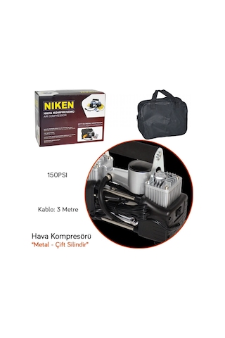 Niken Hava Kompresörü Metal Çift Silindir