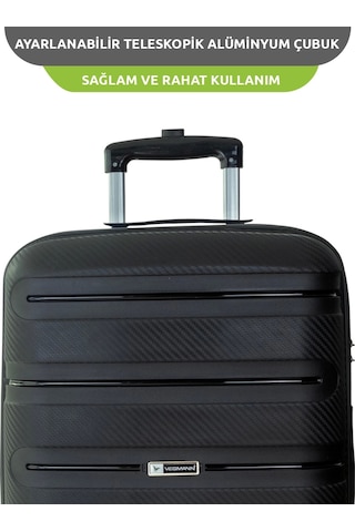Vegmann Polipropilen Pp Atlas Siyah Büyük Boy Valiz Siyah