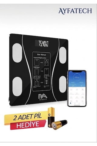 Dijital Baskül Yağ Su Kas Vücut Kitle Endeksi Kilo Ölçer Baskül