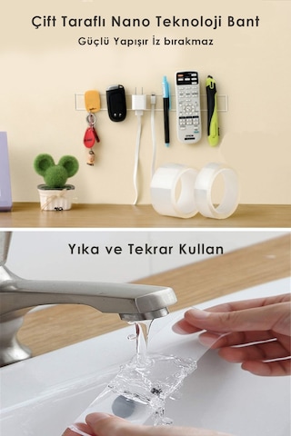 Technojet 5 Metre Çift Taraflı Nano Teknoloji Kalın ve Süper Güçlü Bant  Duvar Çerçeve Taşıyıcı
