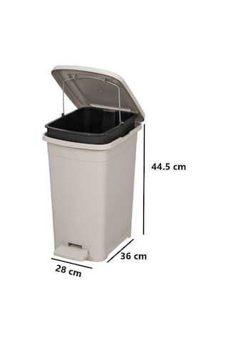 Omnipazar Elf-i342 Slim Pedallı Plastik Çöp Kovası İç Kovalı 25 Lt Gri