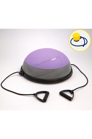 Evapera Modern Uluslararası Standartlarda Çift Renkli Denge Mobilite Pilates Bosu Ball Aleti Topu 58cm Gri-lila