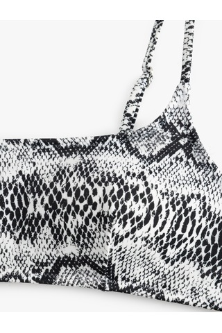 Koton Hafif Destekli Yılan Desenli İnce Askılı Bralet Bikini Üstü Siyah Desenli 5sak10123mm Siyah Desenli