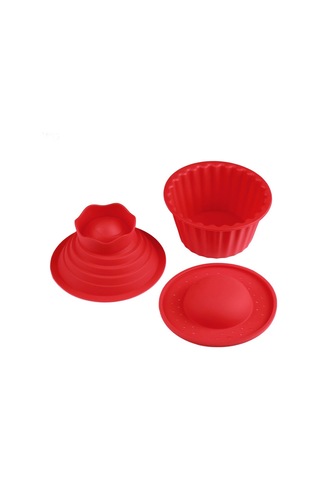 3pcs Dev Büyük Silikon Kek Kek Kalıbı Üst Cupcake Fırın Seti Pişirme Kalıbı Renk: Kırmızı Çok Renkli