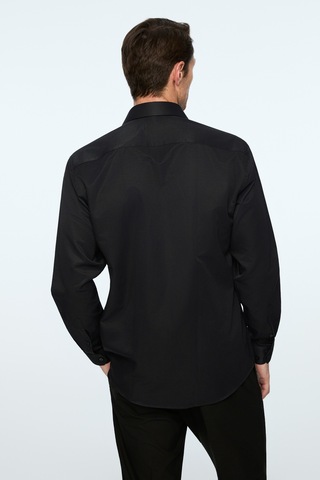 Morven Erkek Siyah Düz Slim Fit Sert Yaka Gömlek 26mc004066001 Siyah