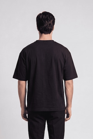 Black Nova Oversize Baskılı Unisex %100 Pamuk T-shirt Dapper Siyah
