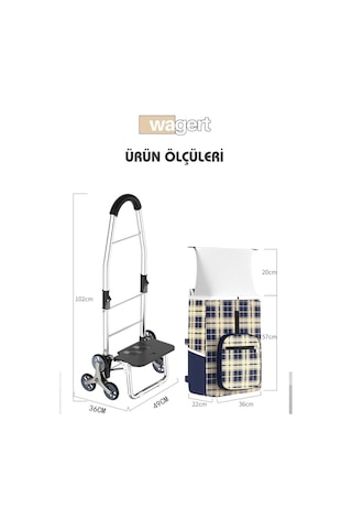 Ses Yapmaz 3 Tekerlekli Su Geçirmez Çantalı Aliminyum Gövdeli Lüks Pazar Arabası