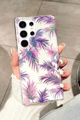 Samsung Galaxy Uyumlu S22 Ultra Kılıf Solmayan Imd Baskı Desenli, Şeffaf Tpu+pc Botanik Kapak