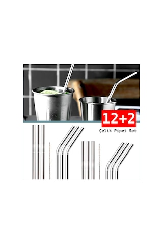 meniv 14 Parça 304 Çelik Pipet Seti Kamp Outdoor Bahçe Parti