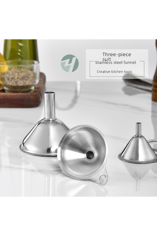 Springsun 201 Paslanmaz Çelik Mini Huni 3'lü Set: Sıvı Ayırıcı, Yağ/sirket Huni Ve Temizlik Fırçası İle Mutfakda Verimli Döküm