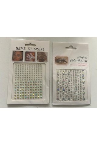 2 Kartela Birden Face Gems Yapışkanlı Yüz Taşı Seti