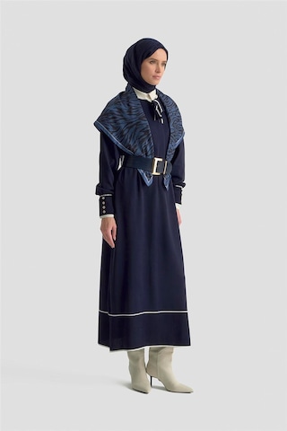 Armine Fularlı Triko Elbise 25ktd955 Lacivert Lacivert