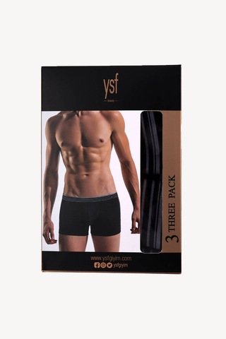 Ysf Erkek Siyah Erkek 3 Lü Pamuklu Boxer
