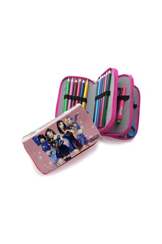Kalem Kutusu Black Pink Blink Organizer Kalemkutu Vegan Deri Üç Bölmeli Kalemlik