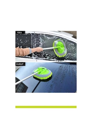 1 Yedek Bezi Mikrofiber Çok Fonksiyonlu Teleskopik Sopalı Oto Araba Yıkama Temizleme Fırçası Mopu